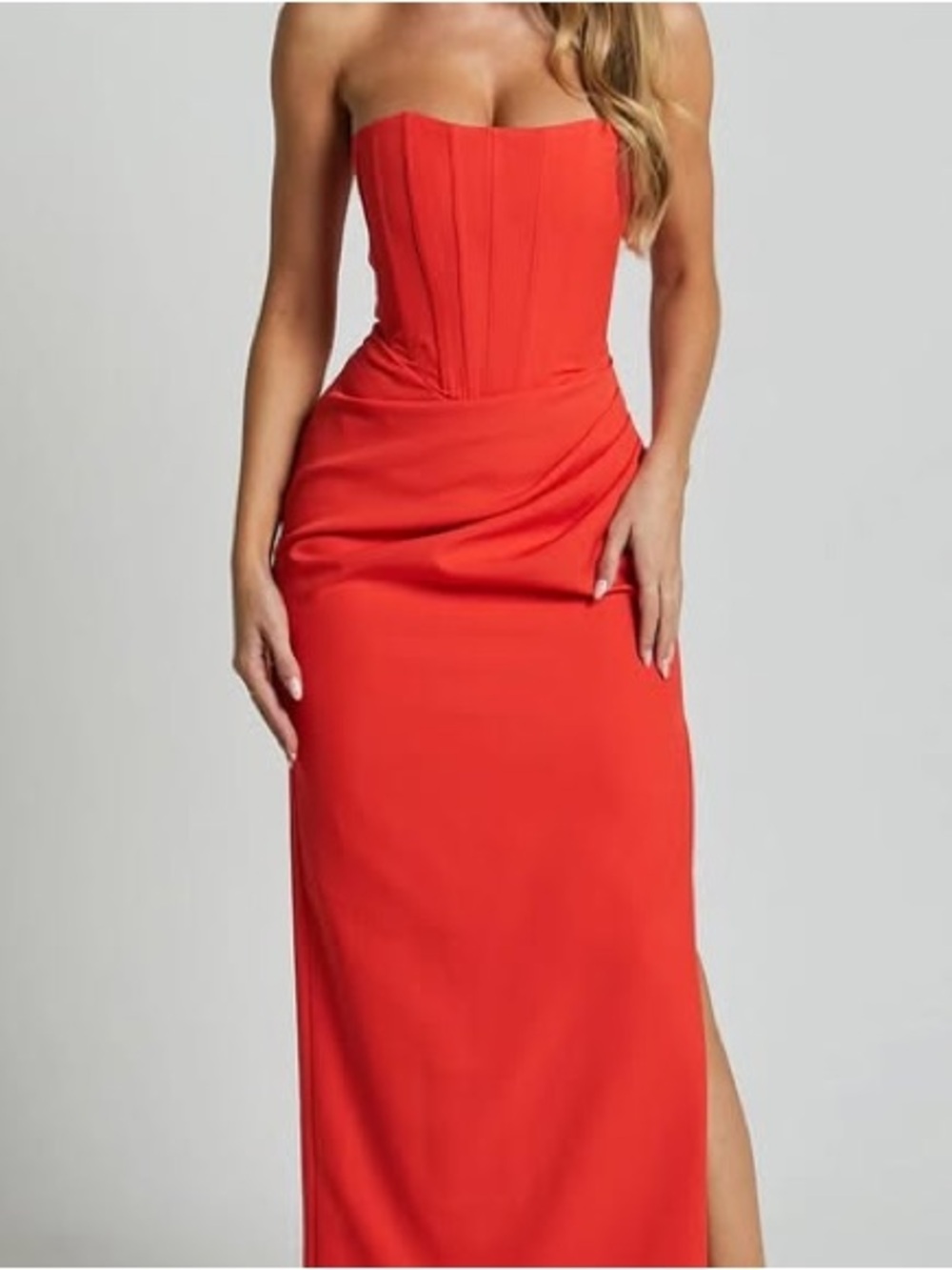 Showpo Red Strapless Midi Dress Sz4 - Picture 4 of 11